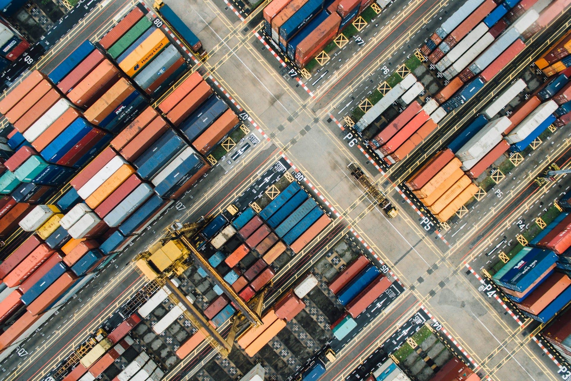 Aerial view of an international container terminal